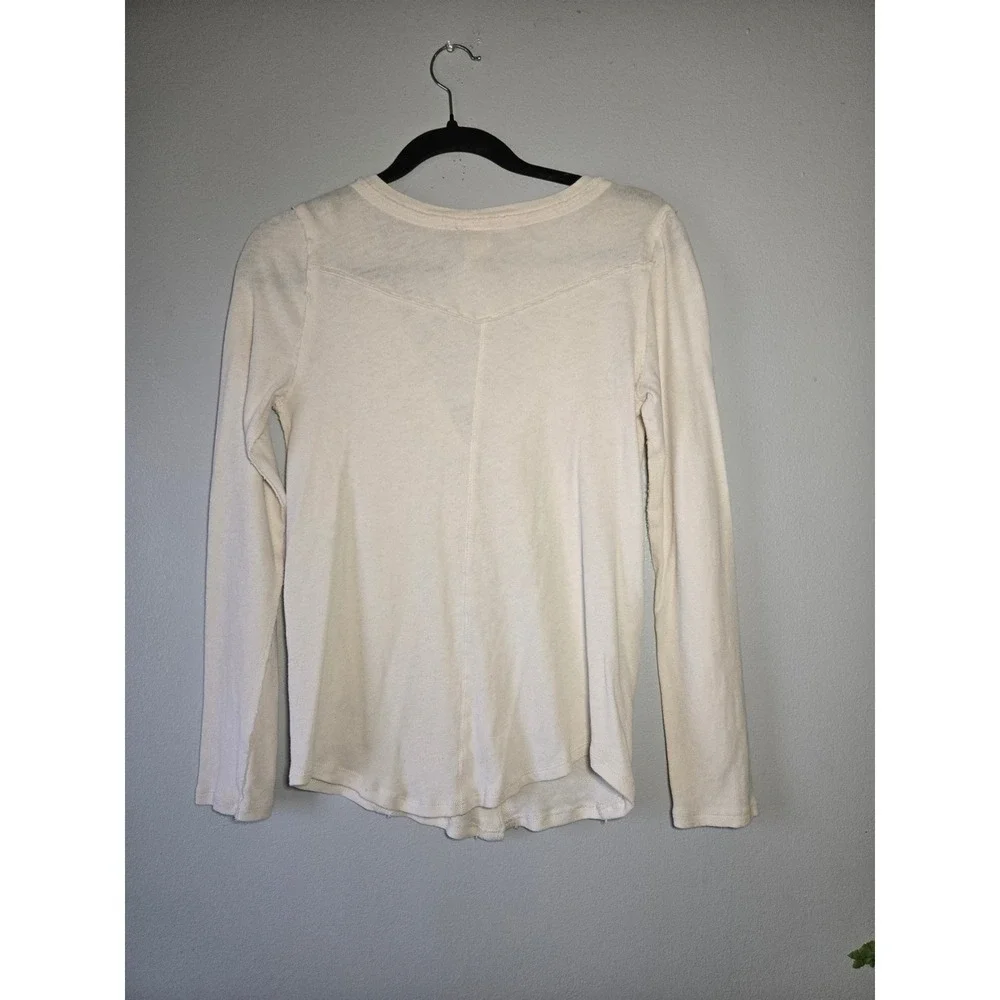 Free‎ People We The Free Ivory Snap Front Henley Top Small Boho Thermal Cotton